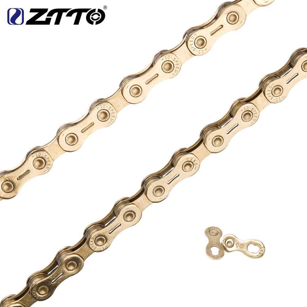 10S Bicycle Chain Golden Semi Hollow SL Road Bicycle Parts Durable Gold missing link Titanium nitride coating for Mountain Bike