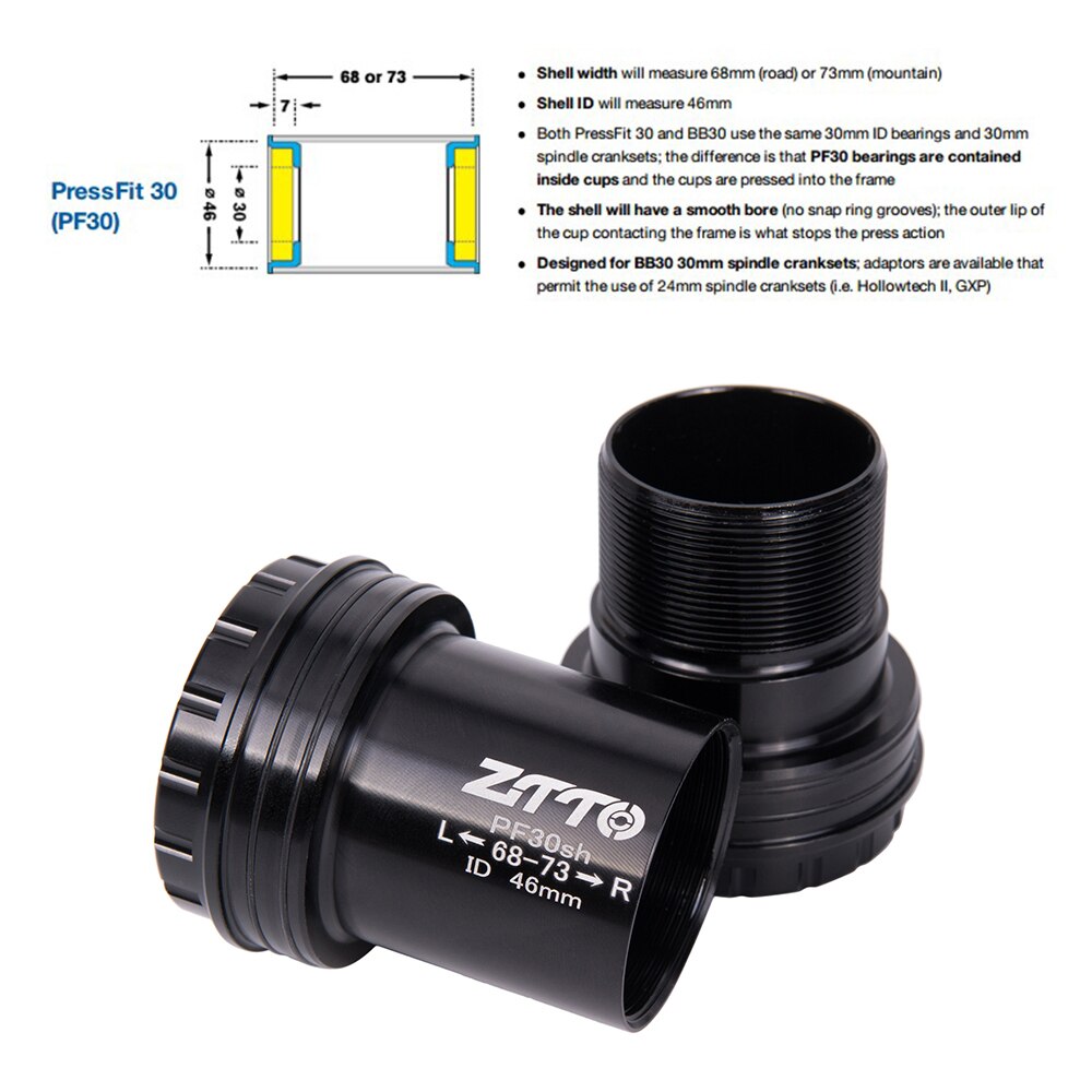 ZTTO PF30 24mm Press Fit Bottom Brackets CERAMIC Thread Lock System Bicycle 46mm For MTB Road Bike 24 Crankset Chainset