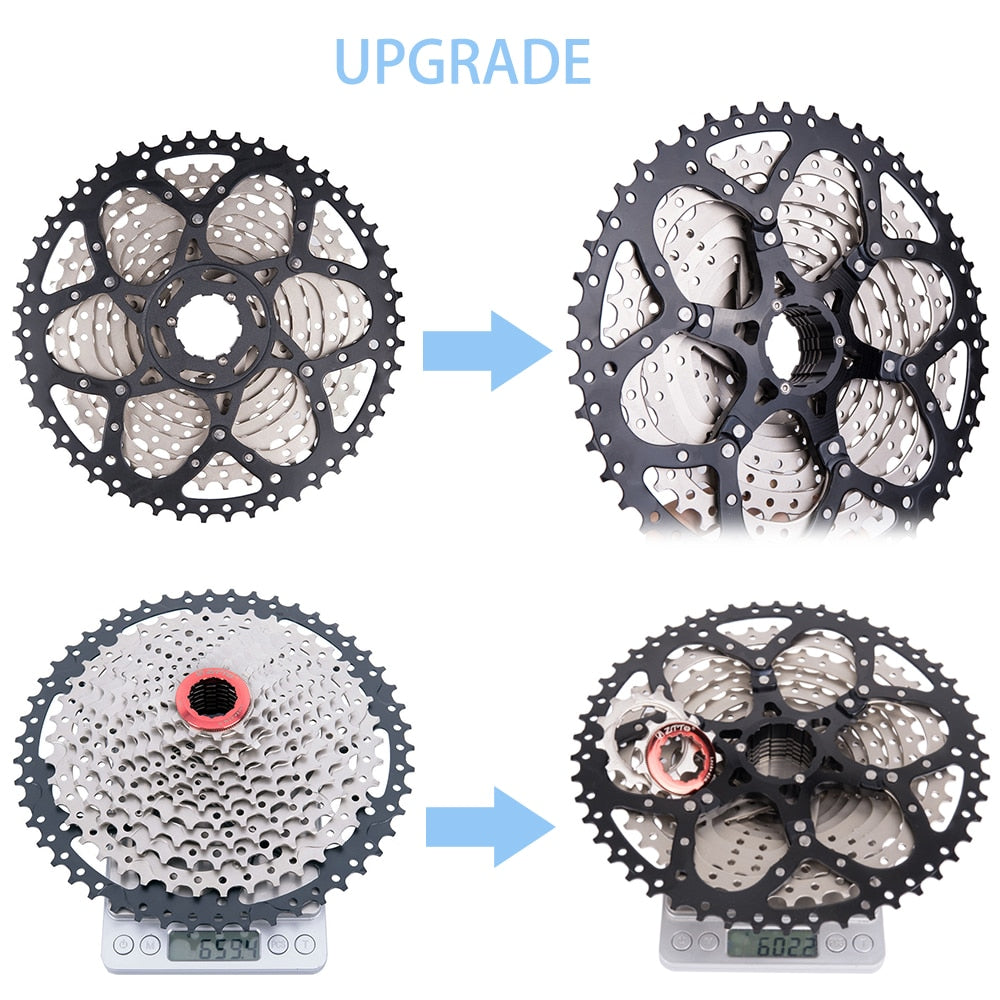 ZTTO 11s 11 Speed 11-50t Freewheel Cassette Black Silver Flywheel Wide Ratio durability for MTB Mountain Bicycle