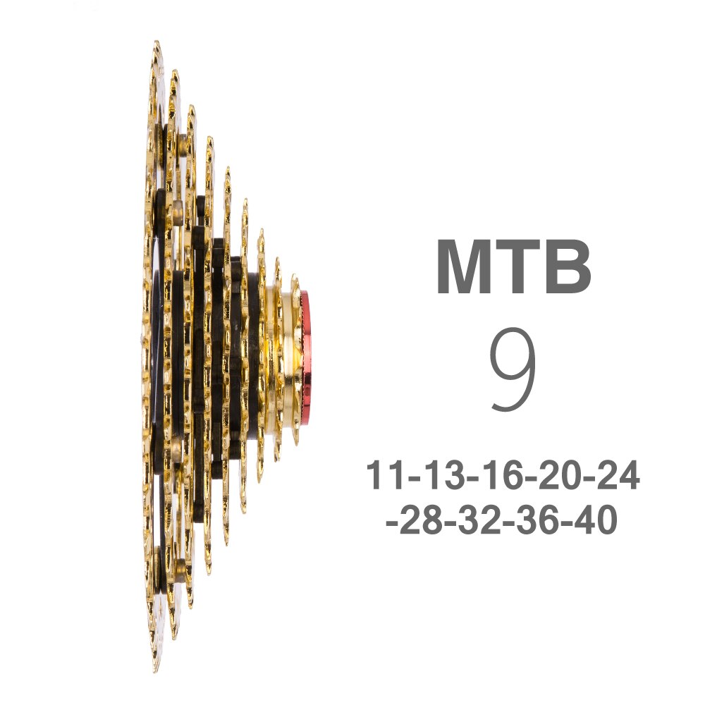 ZTTO 9 s 11- 40T Gold Cassette 9 Speed Wide Ratio Golden Durable Freewheel for MTB Mountain Bike Bicycle