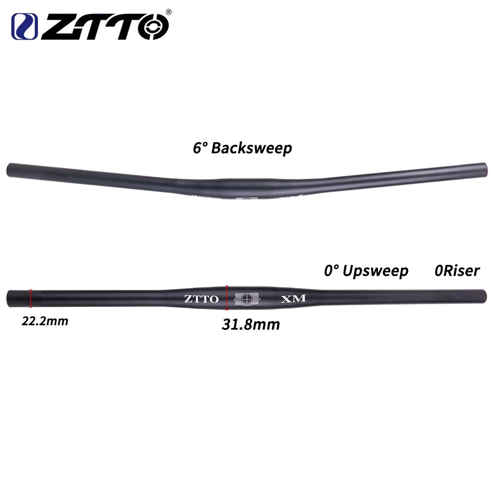 ZTTO XM MTB Bicycle Handlebar 720mm 780mm 31.8mm Aluminum Alloy Handle Bar Flat Bar Straight Thick Tube 6 Backsweep
