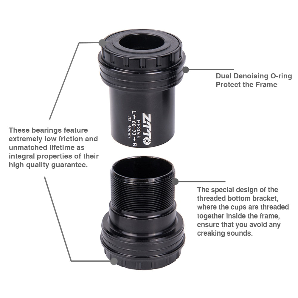 ZTTO PF30 24mm Press Fit Bottom Brackets CERAMIC Thread Lock System Bicycle 46mm For MTB Road Bike 24 Crankset Chainset