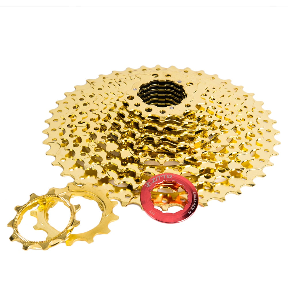 ZTTO 10S 11-42T  Cassette Gold 10 Speed Freewheel MTB Mountain Bike Bicycle Steel Golden Sprockets for parts System
