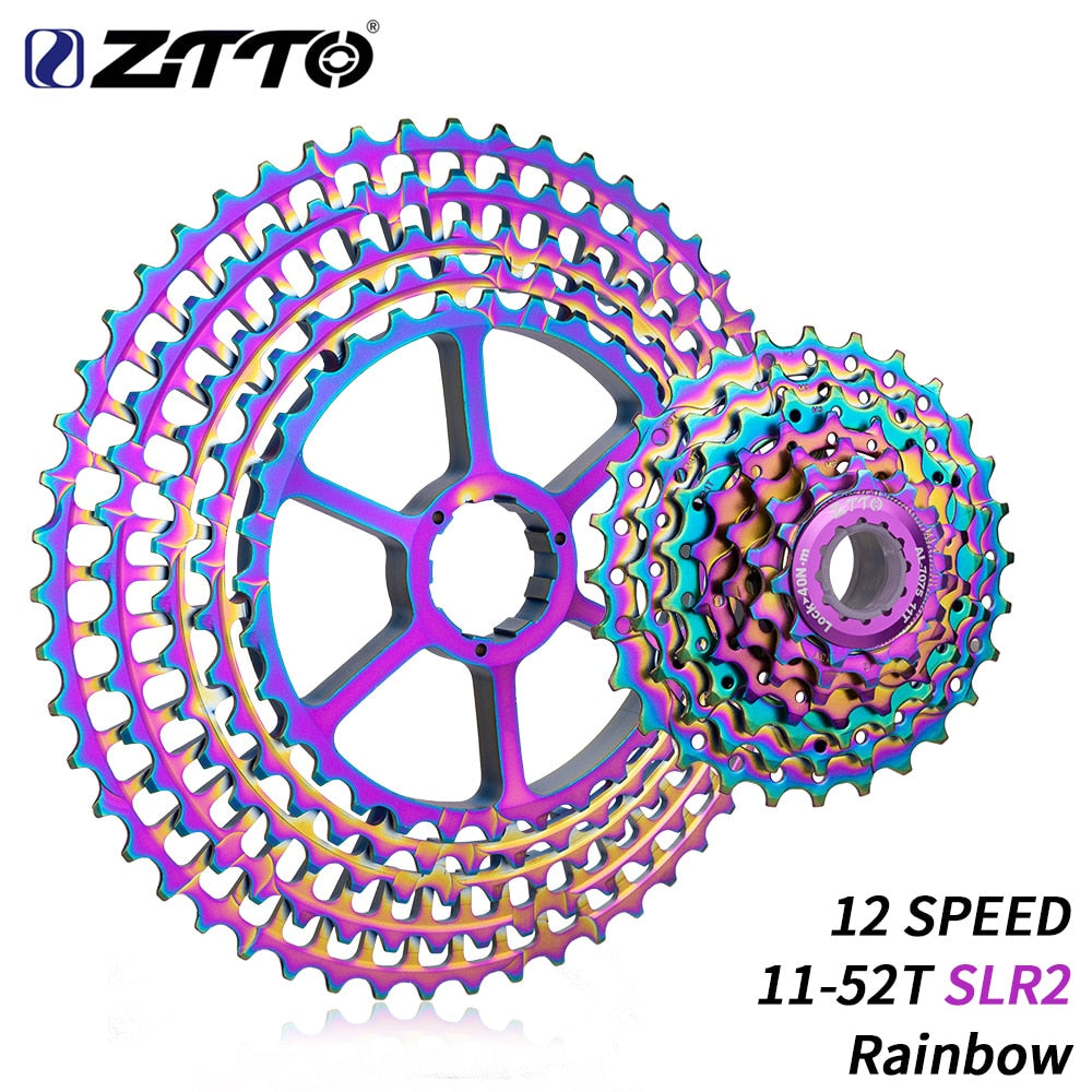 ZTTO 12 Speed Rainbow Cassette 11-52T SLR2 12s MTB 12Speed UltraLight K7 12V 413g Freewheel Mountain Bike for HG Hub