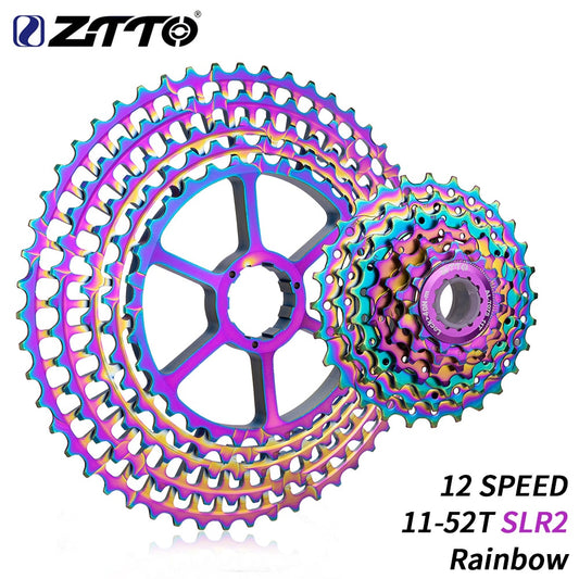 ZTTO 12 Speed Rainbow Cassette 11-52T SLR2 12s MTB 12Speed UltraLight K7 12V 413g Freewheel Mountain Bike for HG Hub