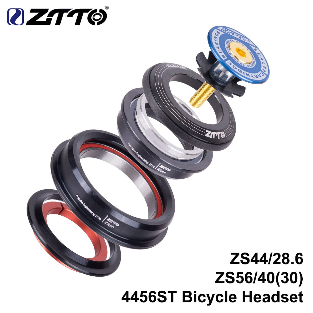 ZTTO Bicycle Internal Headset 44mm 56mm MTB Threadless Sealed Bearing 45 Degree ZS44 ZS56 Tapered Straight Fork Steerer 4456ST