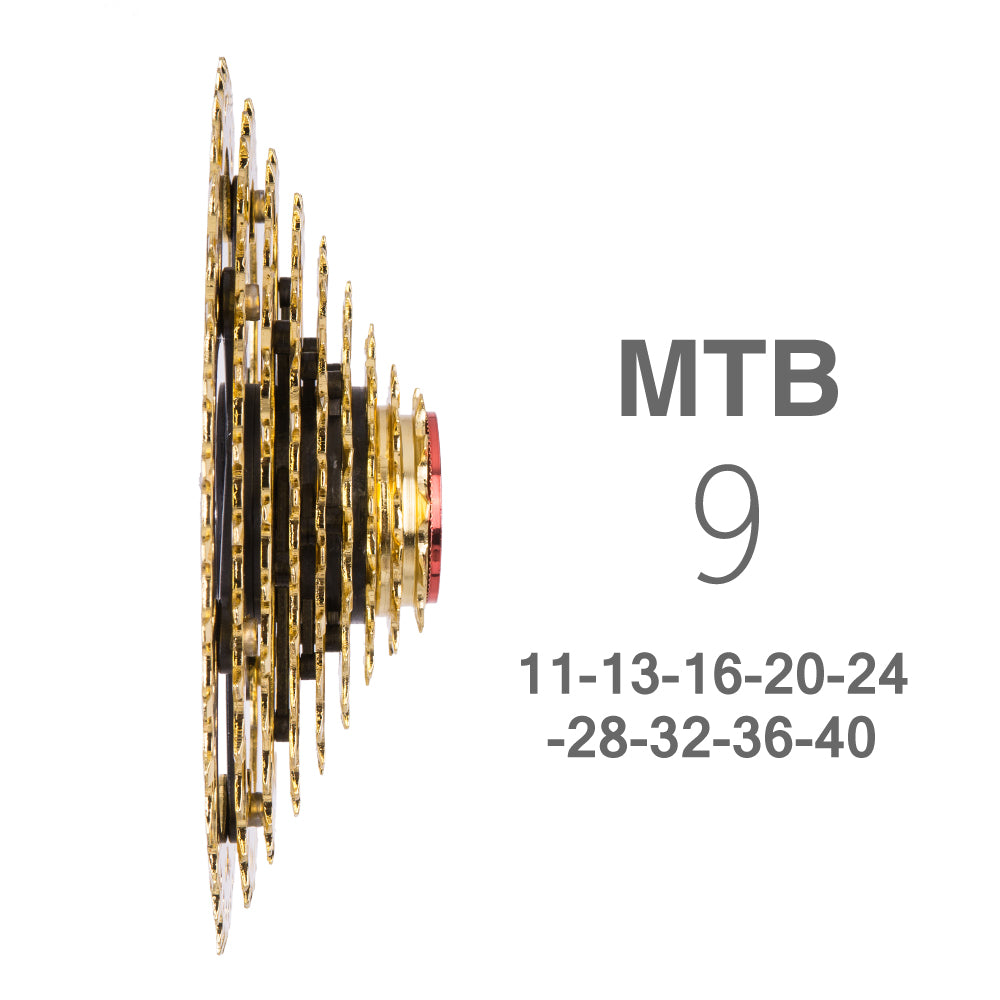 ZTTO Bicycle Parts MTB Mountain 11- 40T 9s Cassette 9 Speed Freewheel GOLD GOLDEN WIDE RATIO