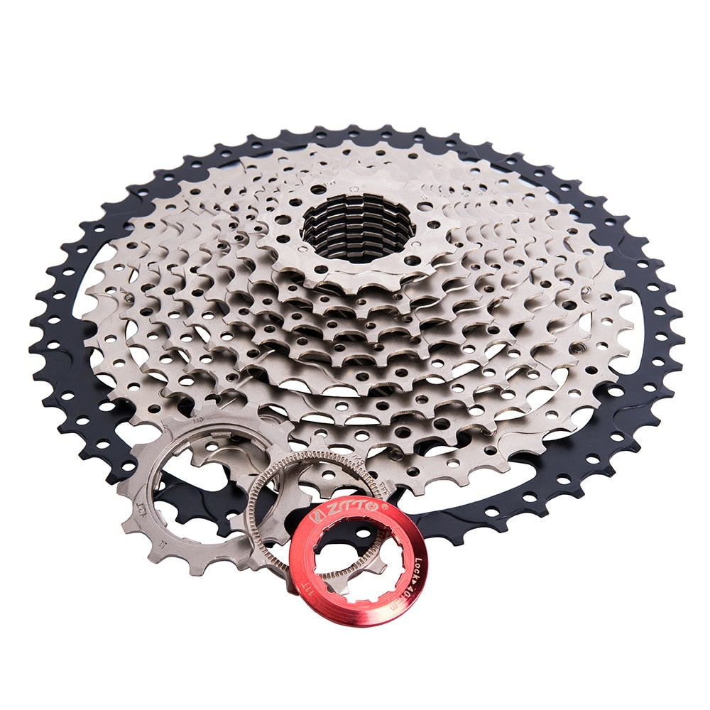ZTTO 11s 11 Speed 11-50t Freewheel Cassette Black Silver Flywheel Wide Ratio durability for MTB Mountain Bicycle