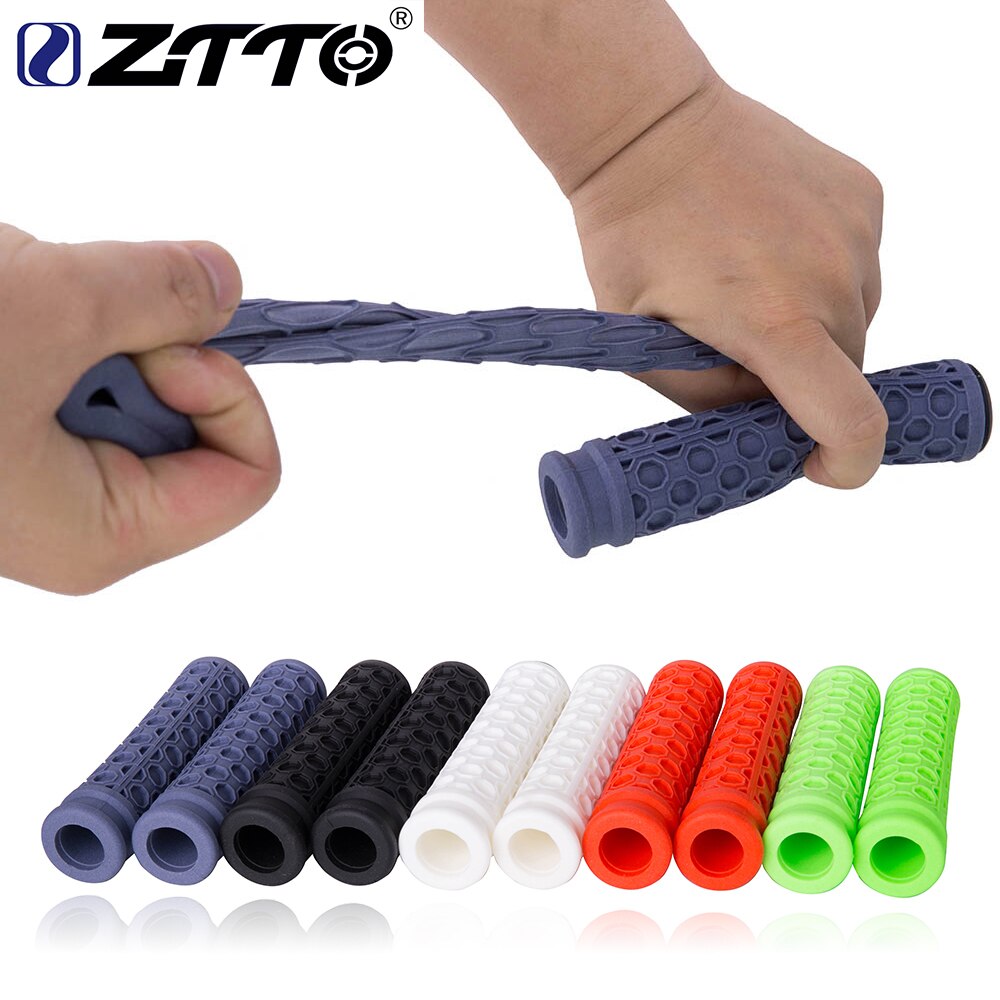 ZTTO Bicycle Parts MTB Mountain Bike Road Bicycle Real Silicone Shock-Proof Anti-Slip Grips 1 Pair