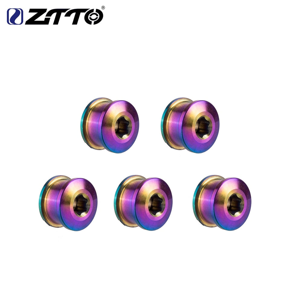 ZTTO 5PCS Titanium Chainring Bolt Bicycle Chainwheel Screws Road MTB Bicycle Disc Screw for Crankset Bicycle Parts