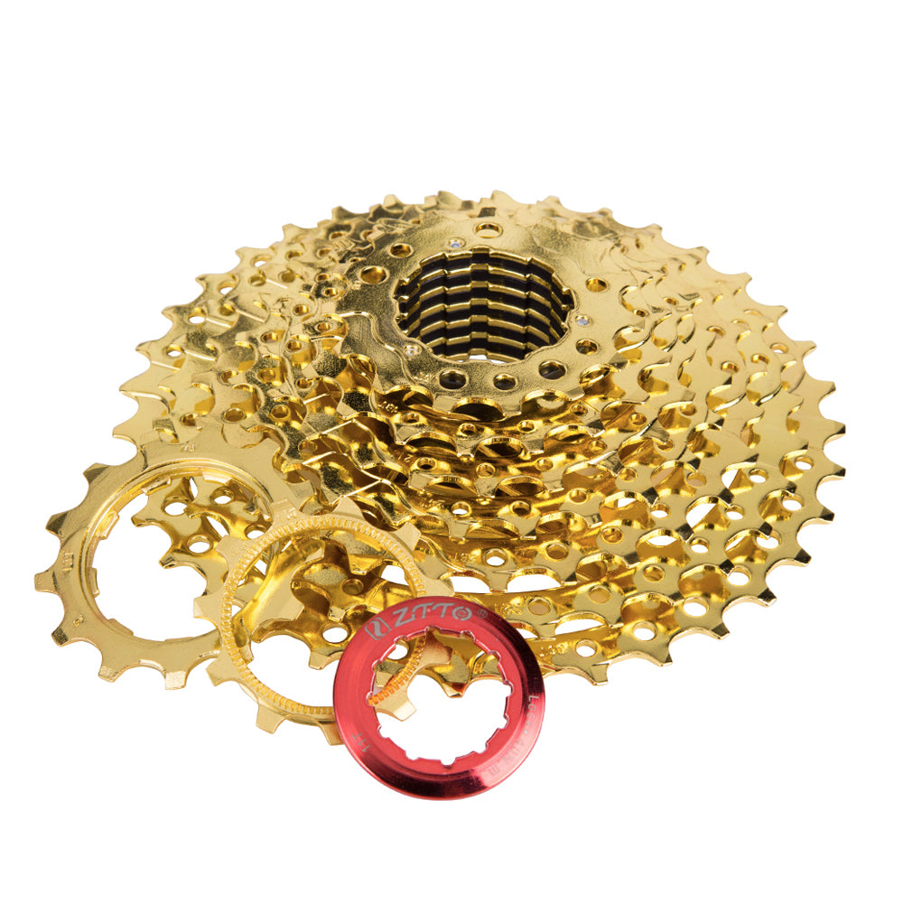 ZTTO Bicycle Parts MTB Mountain 11- 40T 9s Cassette 9 Speed Freewheel GOLD GOLDEN WIDE RATIO