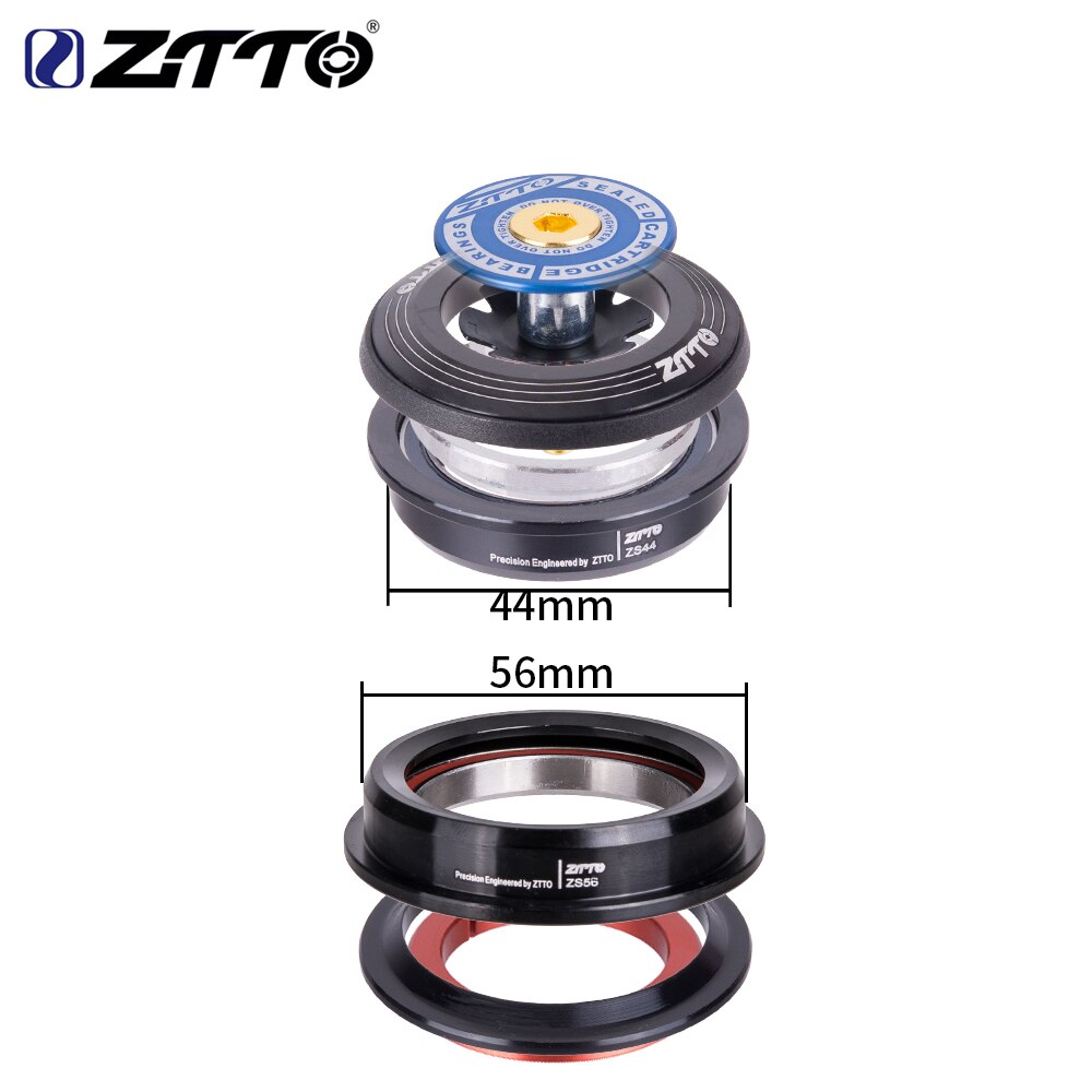 ZTTO Bicycle Internal Headset 44mm 56mm MTB Threadless Sealed Bearing 45 Degree ZS44 ZS56 Tapered Straight Fork Steerer 4456ST