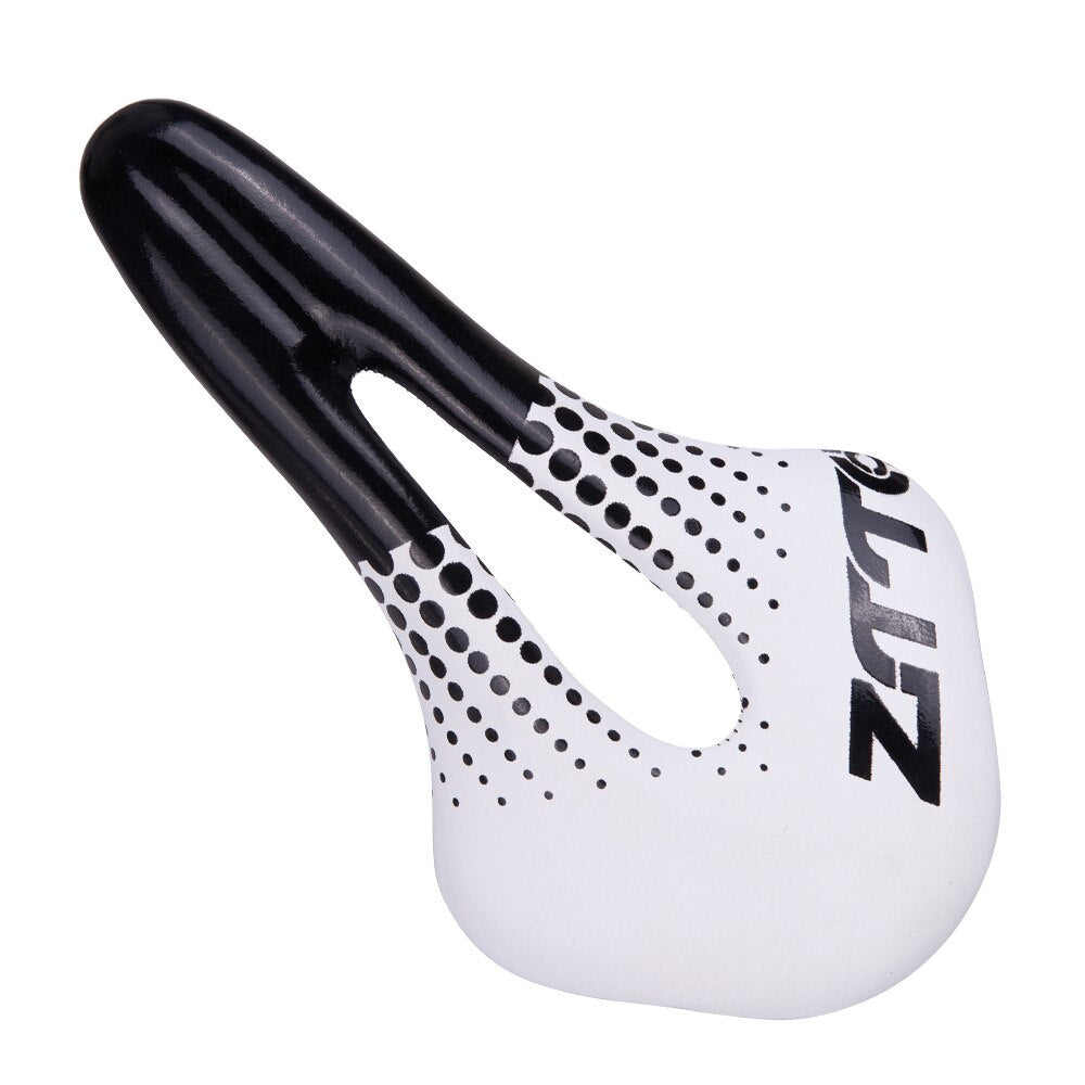 ZTTO Road Bike Bicycle Saddle Ultralight Racing Seat Hollow Ergonomic Design Cr-mo Seat Rail 145mm Wide Black Withe Polka Dots
