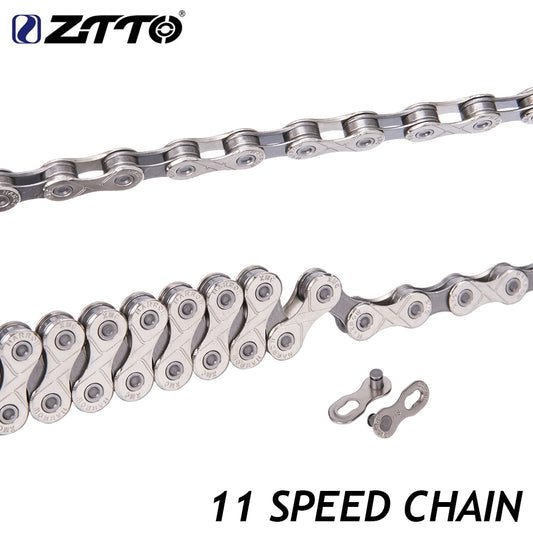 ZTTO 11 Speed Bicycle Silver Chain 11Speed Durable Nickel Ti Coating Tool-Less Link for Mountain Bike Road MTB Fit M6000 GX NX