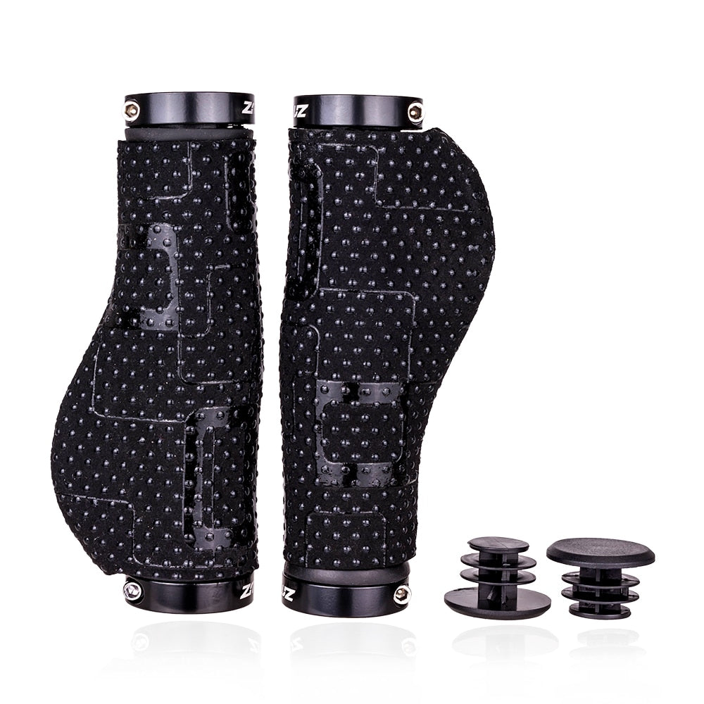 ZTTO MTB Bicycle Ergonomics Grips Mosaic Style Comfortable Massage Raised Dots Aluminum Alloy Clamp Ring