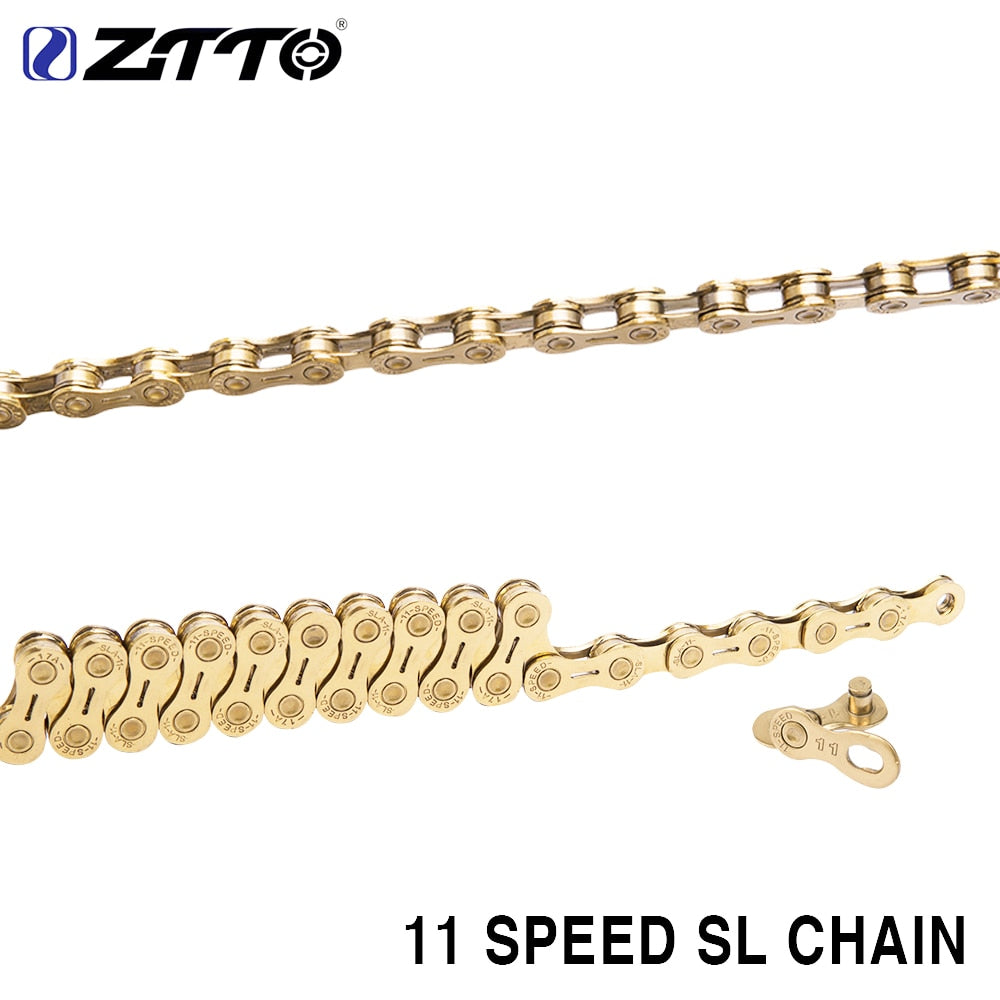 ZTTO Bicycle 11 Speed Golden Coating Chain 11v Hollow Technology 11s Gold Line MTB Mountain Road Bike High Quality Durable Link