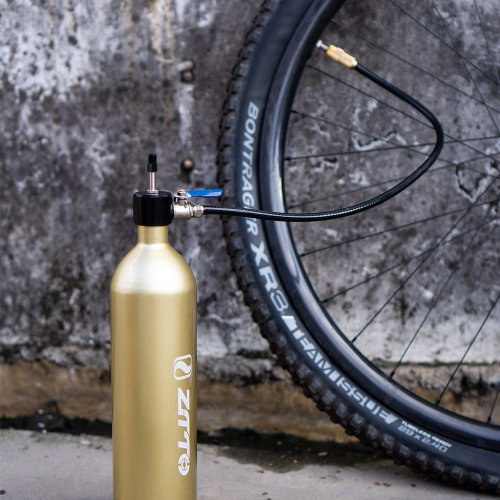 ZTTO Tubeless Pump Tire Inflator Tyre Air Booster Bottle With Valve Gas Cylinder 1.15L Fit For MTB Road Bike 29" 700c 27.5