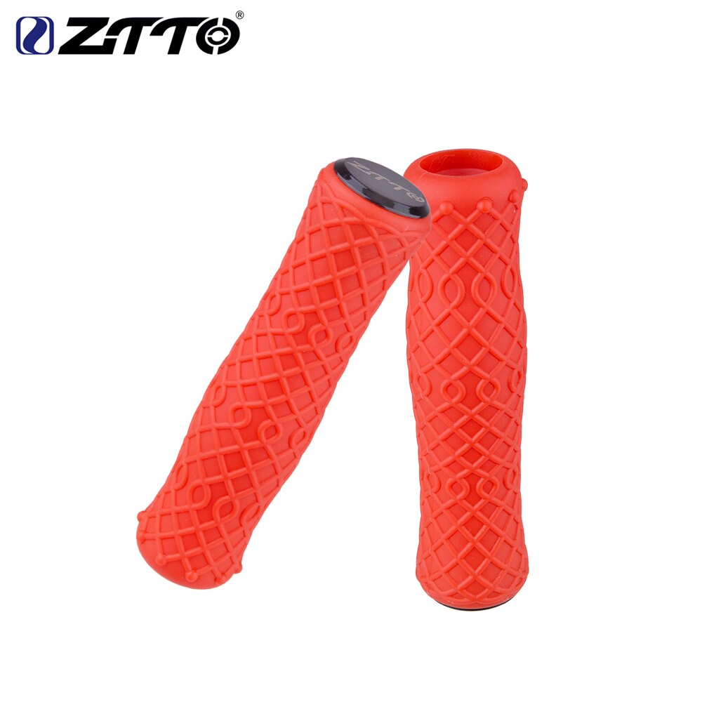 ZTTO 1 Pair Push Bike Pure Silicone Durable Gel Shock Proof Bicycle Grips with Bar end For MTB Mountain Bike Bicycle Parts