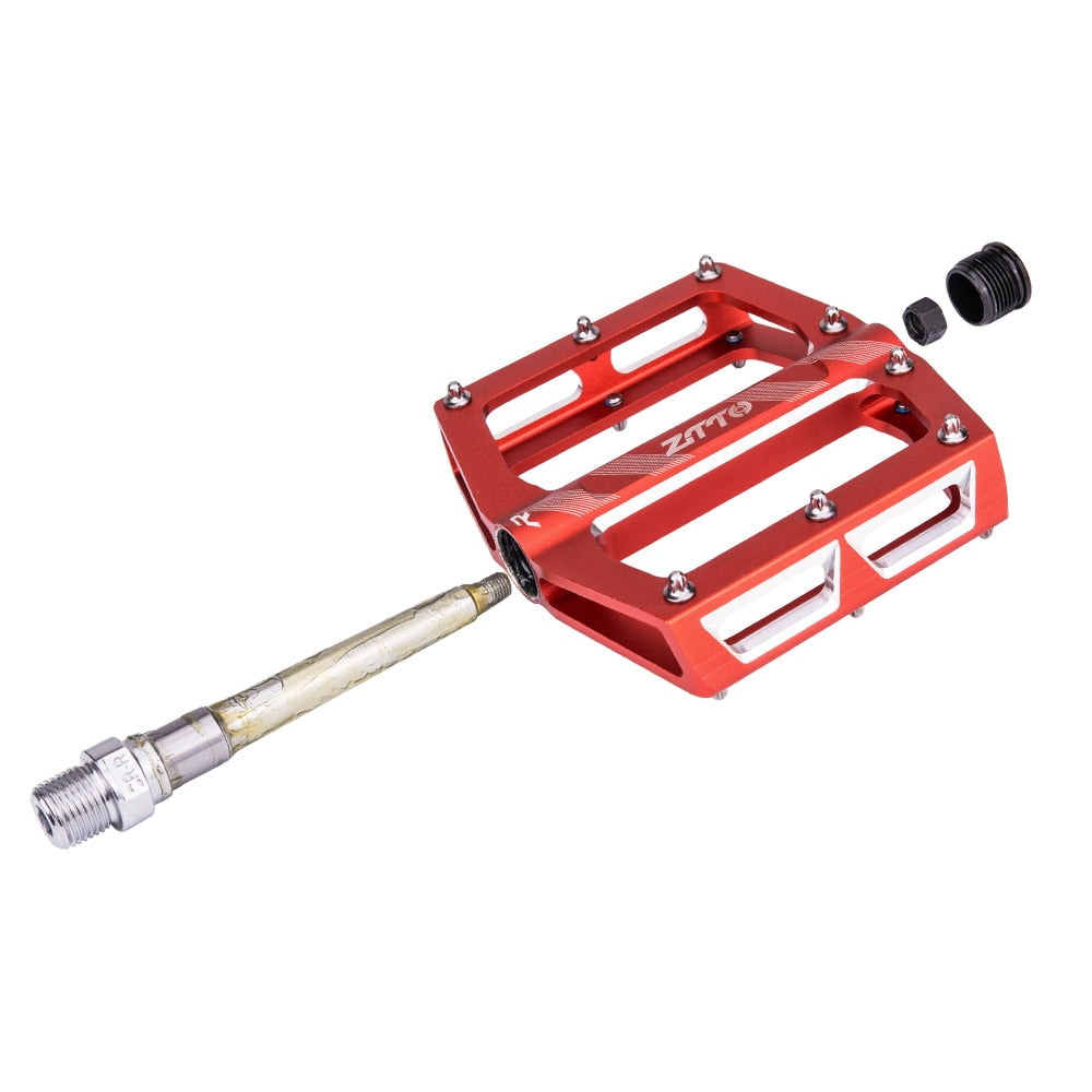 ZTTO MTB CNC Aluminum Alloy Bearings Pedal Bike flat Pedal Road Gravel Bike Lightweight 8 pins pedal for XC AM JT04