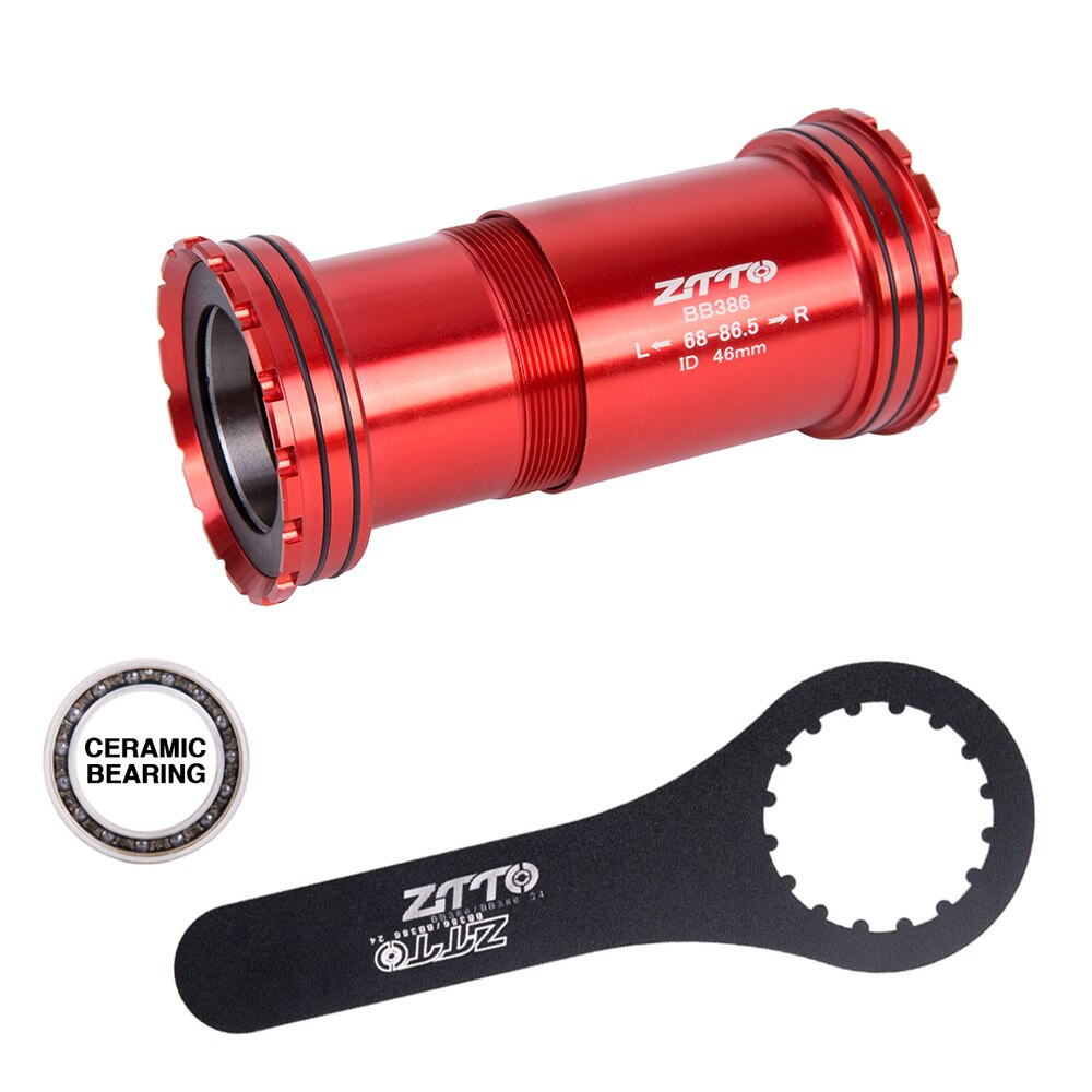 ZTTO BB386 Ceramic Bearing Press Fit Bottom Brackets 30mm Axis for MTB Road Bike 46mm Frame Durability Thread Lock BB 30 Crank