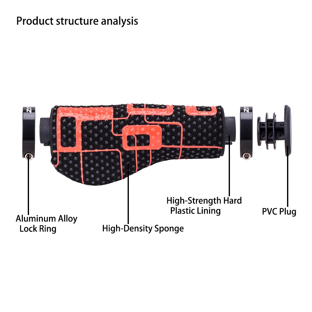 ZTTO MTB Bicycle Ergonomics Grips Mosaic Style Comfortable Massage Raised Dots Aluminum Alloy Clamp Ring