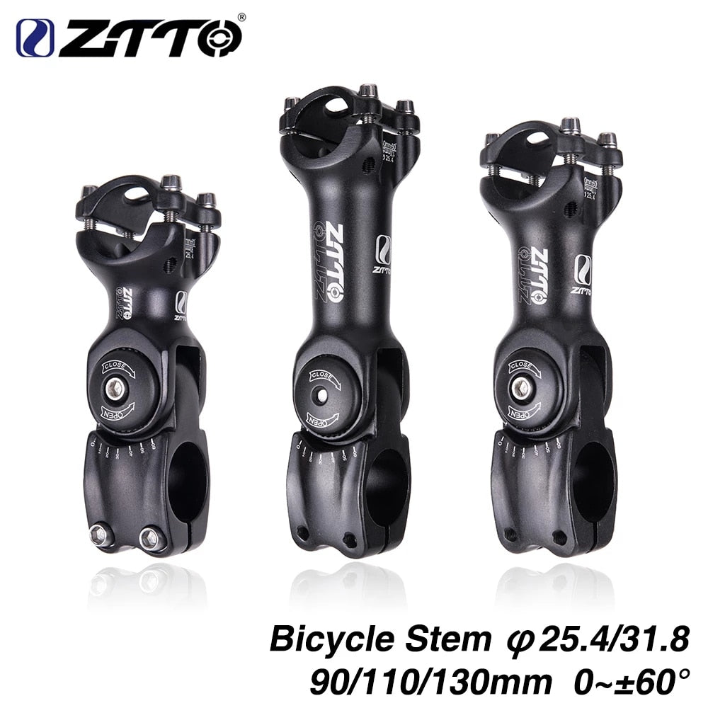 ZTTO Bicycle Parts MTB Road City Bike Bicycle Adjustable Stem 31.8mm 25.4mm 60 Riser 90 110 130mm Fiting For XC