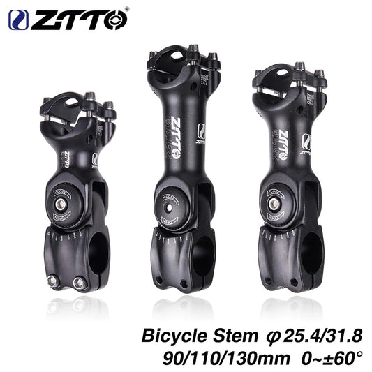 ZTTO Bicycle Parts MTB Road City Bike Bicycle Adjustable Stem 31.8mm 25.4mm 60 Riser 90 110 130mm Fiting For XC
