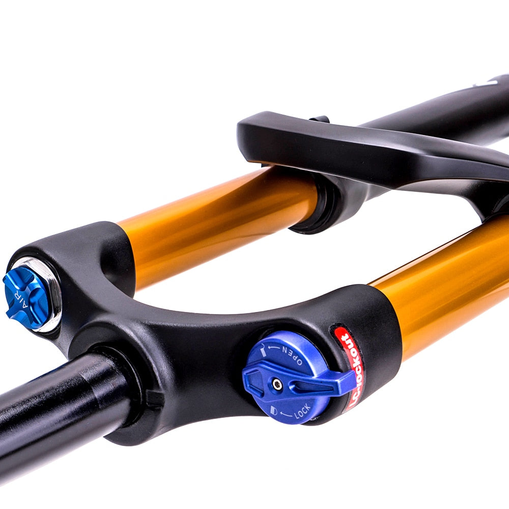 ZTTO MTB 120mm Travel Air Suspension Fork 26 27.5 29 Inch QR Quick Release Straight Tube 1 1/8" For Mountain Bike Gold Color