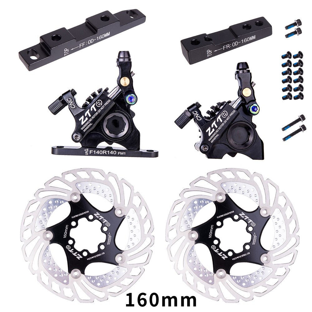 ZTTO Gravel Road Bike Hydraulic Disc Brake Flat Mount CX Rotor Brake Caliper CNC Bicycle Mechanical Wire Pull Cooling Pads 105