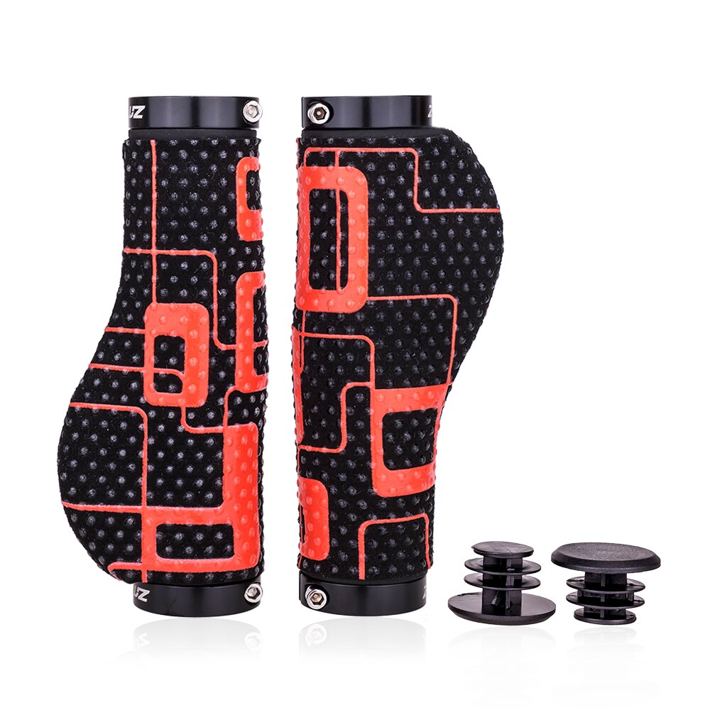 ZTTO MTB Bicycle Ergonomics Grips Mosaic Style Comfortable Massage Raised Dots Aluminum Alloy Clamp Ring
