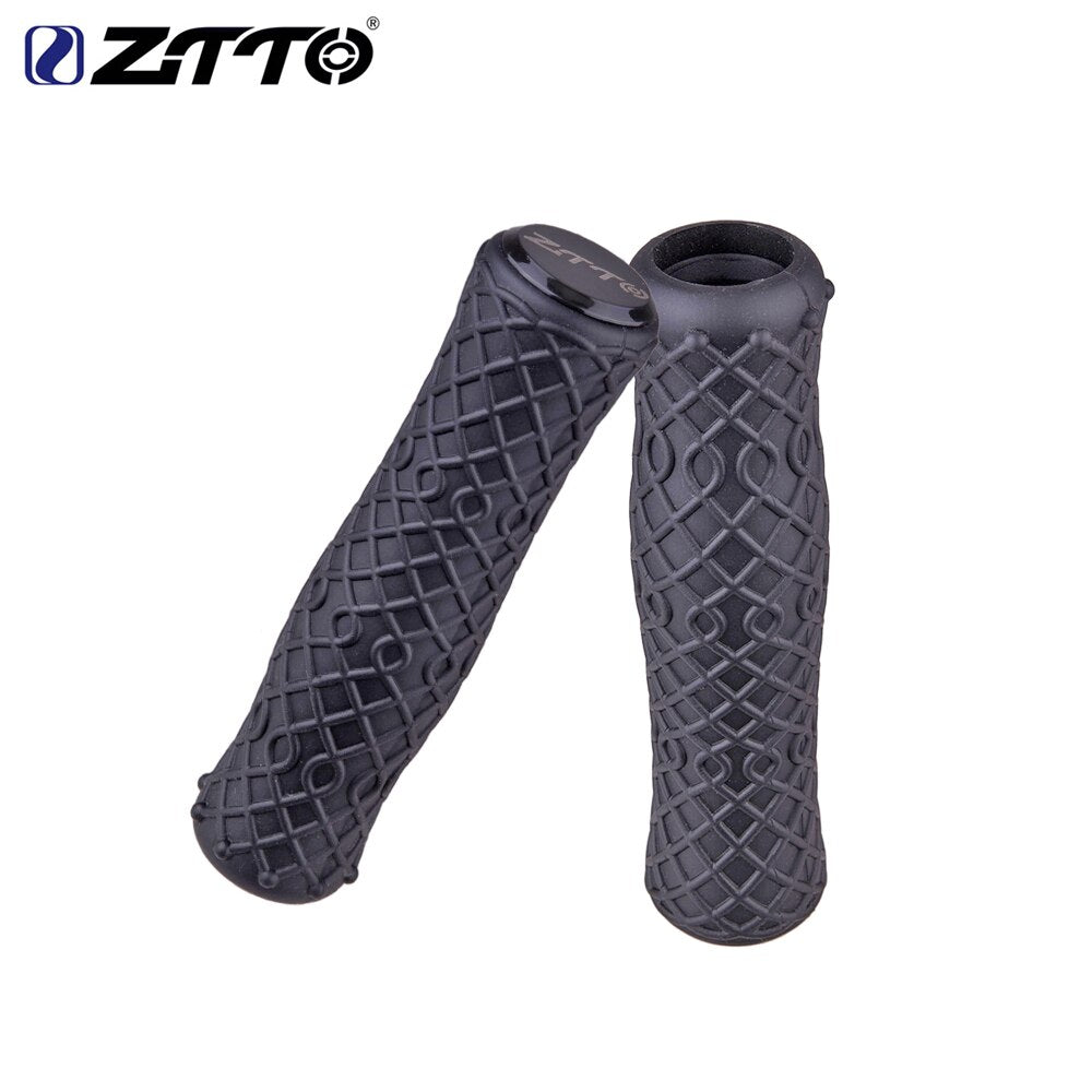 ZTTO 1 Pair Push Bike Pure Silicone Durable Gel Shock Proof Bicycle Grips with Bar end For MTB Mountain Bike Bicycle Parts