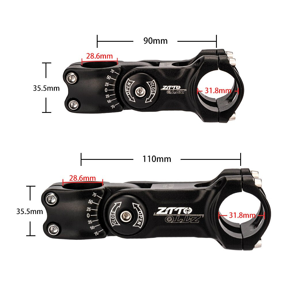 ZTTO Bicycle 70mm 90 100 Adjustable Stem 31.8mm fiting stem for XC MTB Mountain Road City Bike Handle Bar Stem Cycling part