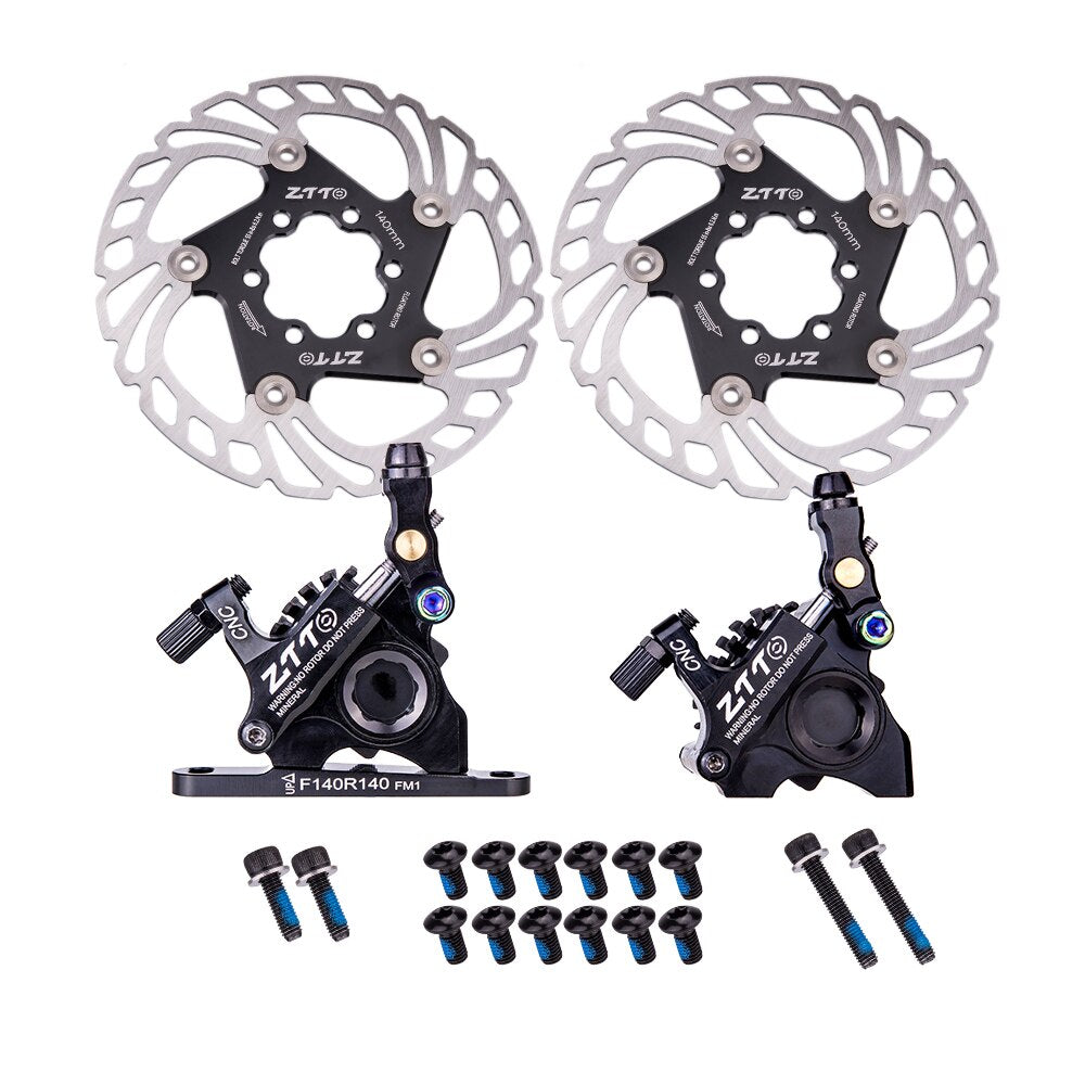 ZTTO Gravel Road Bike Hydraulic Disc Brake Flat Mount CX Rotor Brake Caliper CNC Bicycle Mechanical Wire Pull Cooling Pads 105