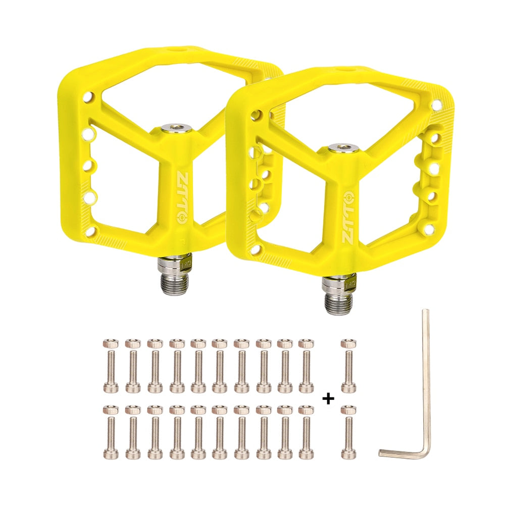 ZTTO MTB Ultralight Flat Pedal Bearings XC AM Mountain BMX Anti-slip Big Foot DU Bushing Colorful Nylon Plastic 9/16" Bicycle