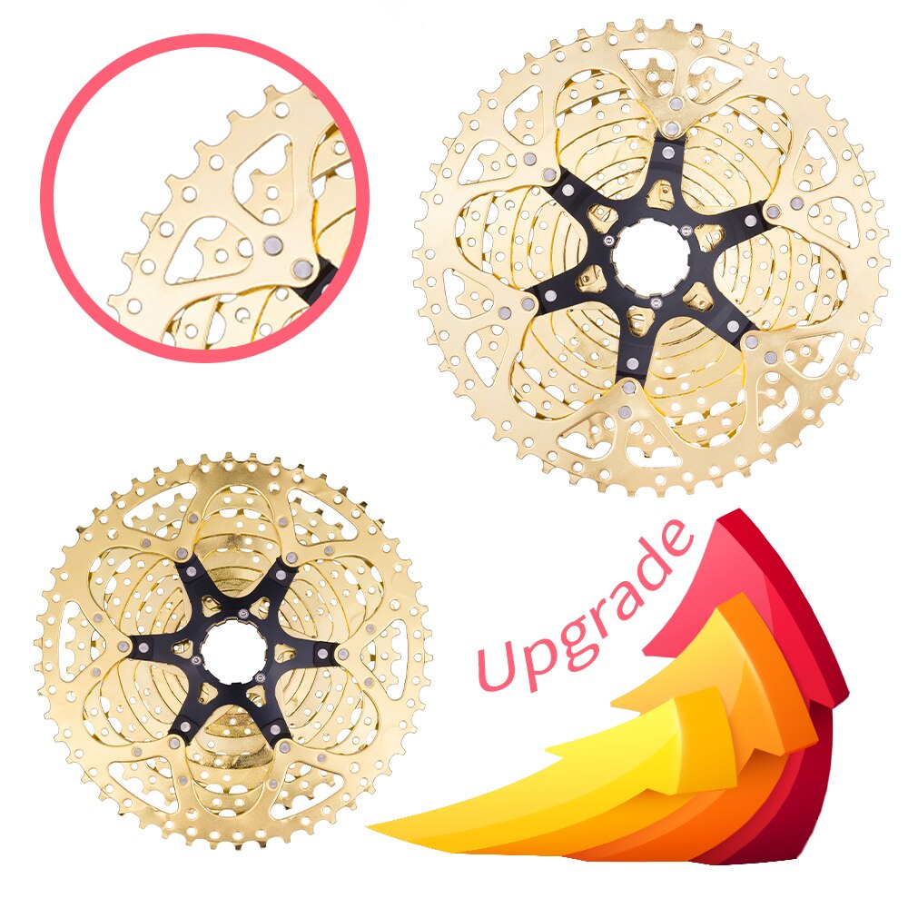 ZTTO MTB 11 Speed 11 -50T Cassette L Golden UltraLight 11s Gold Wide Ratio Freewheel Sprockets for MTB Mountain Bike Bicycle k7