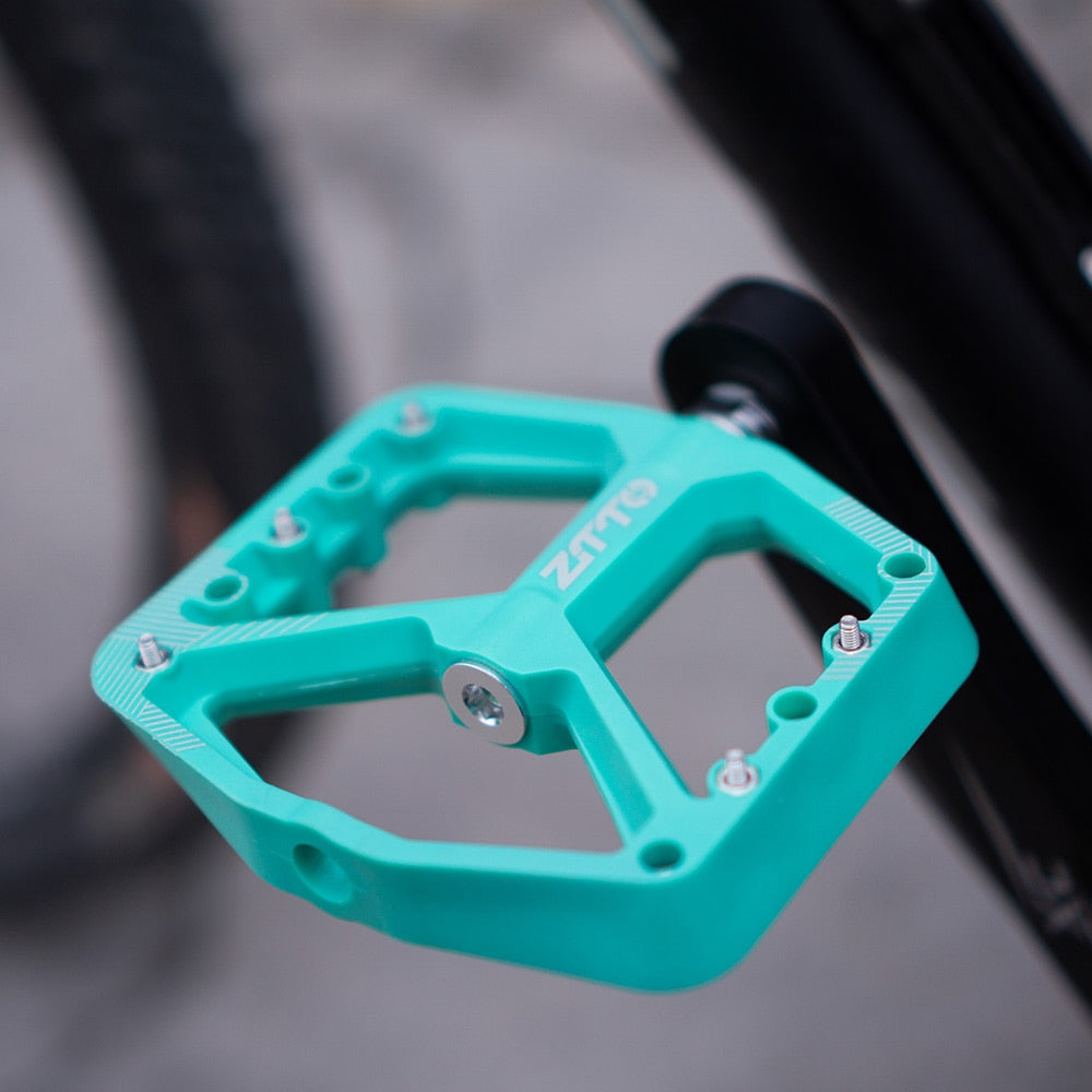 ZTTO MTB Ultralight Flat Pedal Bearings XC AM Mountain BMX Anti-slip Big Foot DU Bushing Colorful Nylon Plastic 9/16" Bicycle