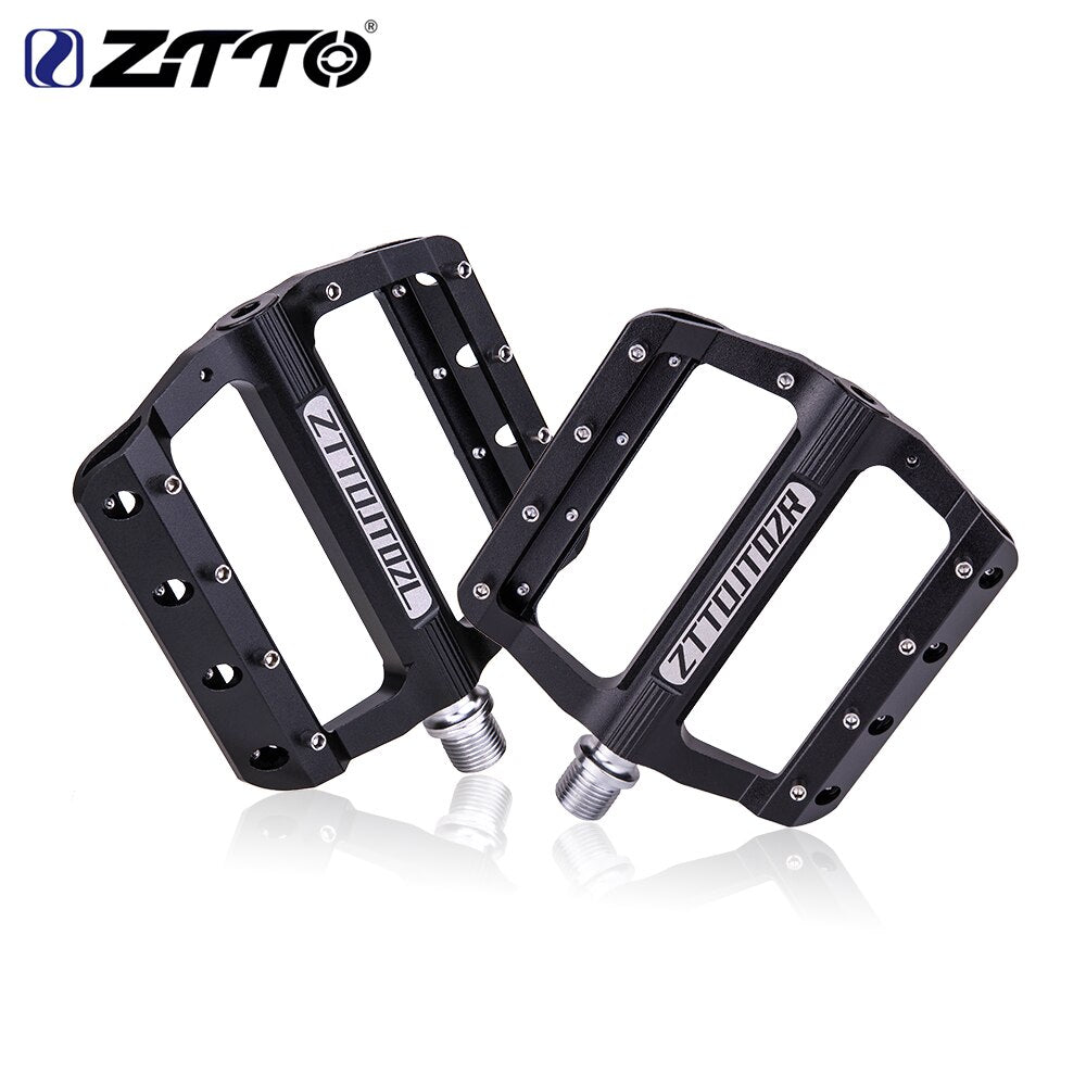 ZTTO MTB Bearings CNC Anti slip Pedal Aluminum Alloy Bike flat Pedal Road Gravel bike lightweight 9 pins pedal for XC AM JT02