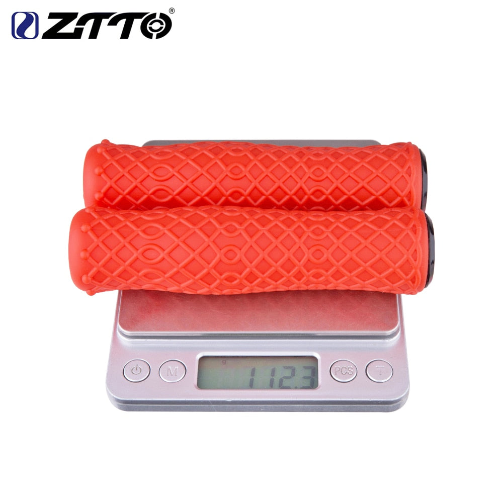 ZTTO 1 Pair Push Bike Pure Silicone Durable Gel Shock Proof Bicycle Grips with Bar end For MTB Mountain Bike Bicycle Parts