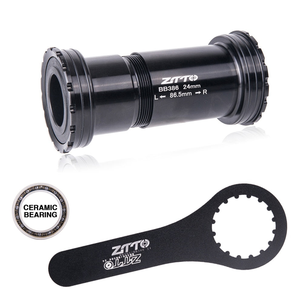 ZTTO BB386 CERAMIC 24 EVO Threaded Lock Press Fit Bottom Bracket for 386 Frame to 24mm Crankset Quality Center Adapter
