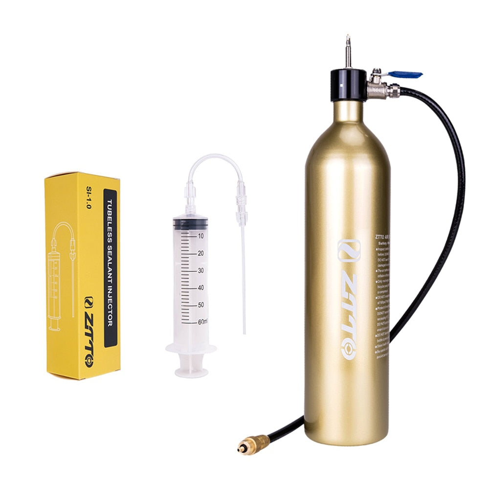 ZTTO Tubeless Pump Tire Inflator Tyre Air Booster Bottle With Valve Gas Cylinder 1.15L Fit For MTB Road Bike 29" 700c 27.5