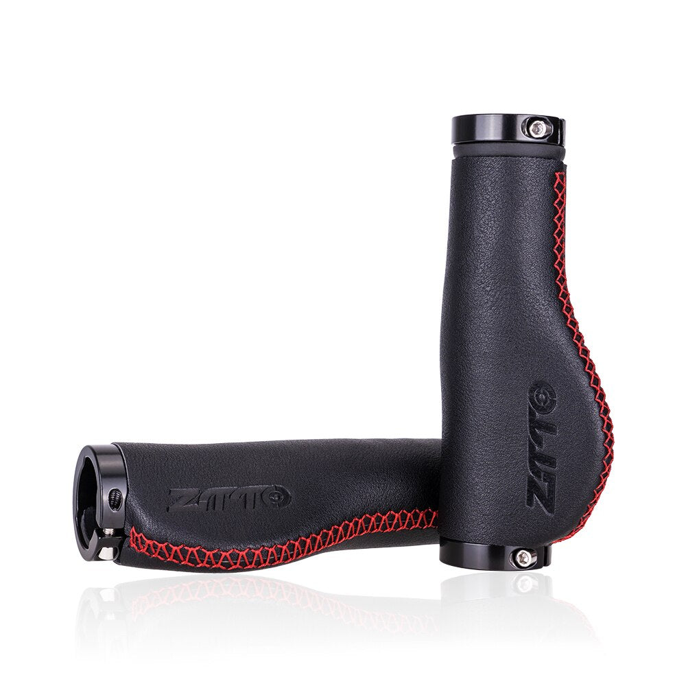 ZTTO MTB Bicycle Ergonomics leather grips Retro style well-matched with Titanium frame Hand stitch grips handle
