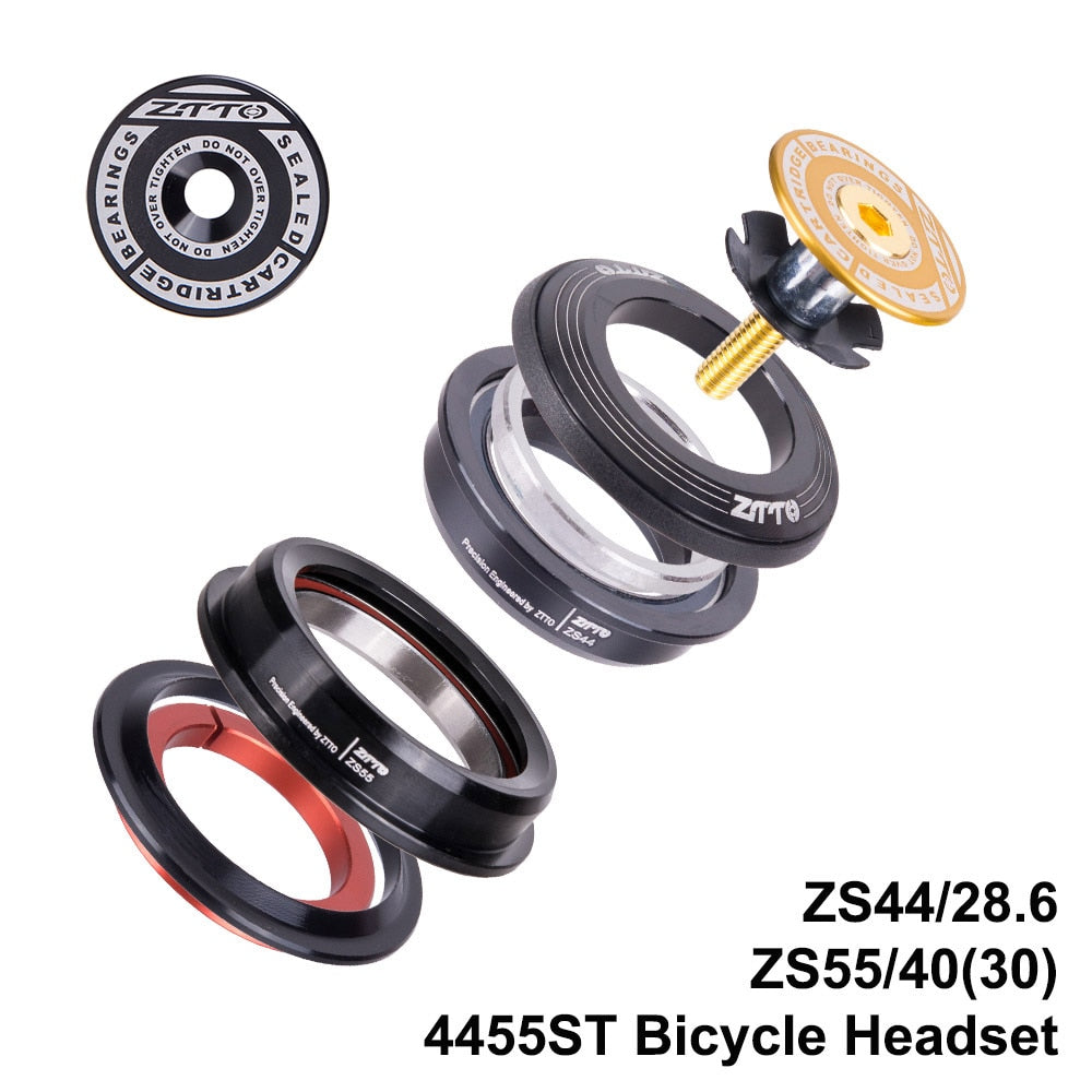 ZTTO 4455ST MTB Headset ZS44 ZS55 Tapered Straight Universal 1.5 Inch 28.6mm Fork Zero Stack Semi Integrated With Cups Road Bike
