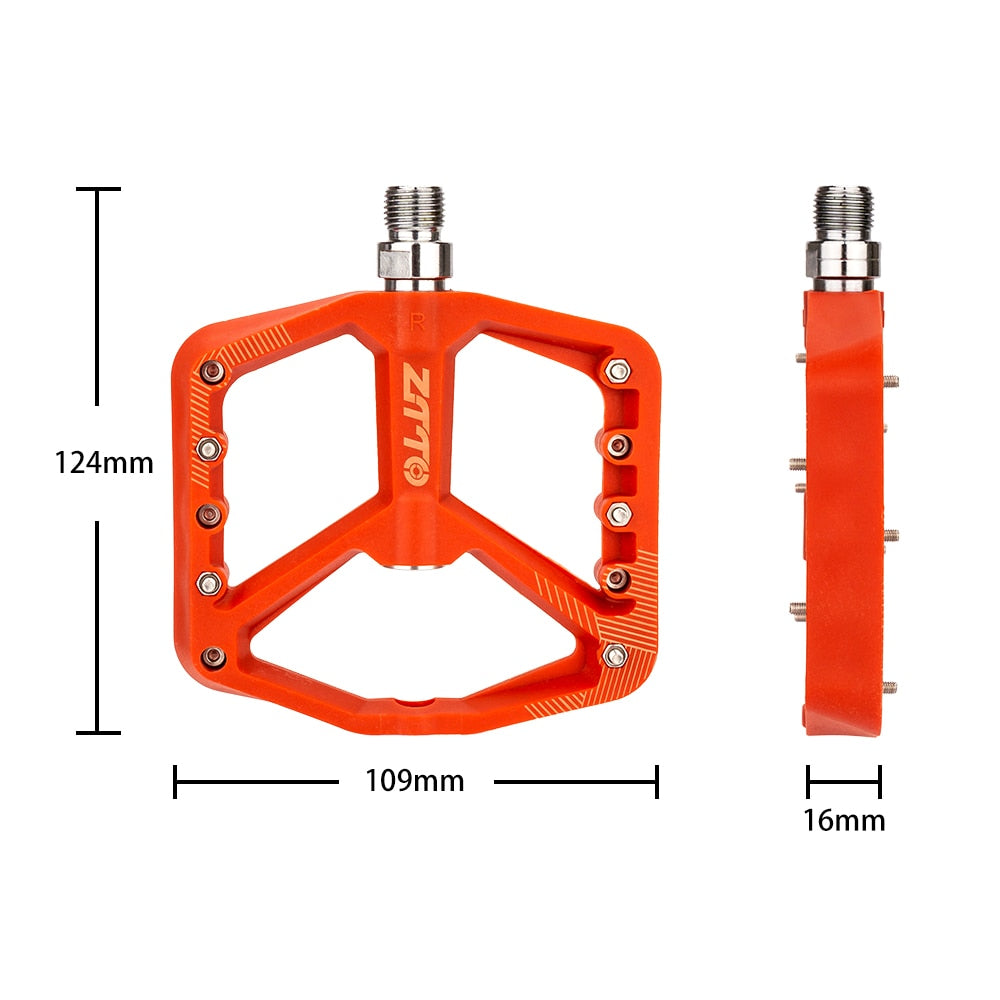 ZTTO MTB Ultralight Flat Pedal Bearings XC AM Mountain BMX Anti-slip Big Foot DU Bushing Colorful Nylon Plastic 9/16" Bicycle