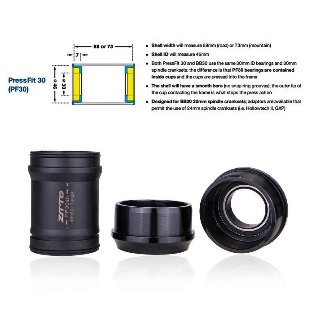 ZTTO PF30sh BB PF30 24 Adapter Bicycle Press Fit Bottom Brackets MTB Road Mountain Bike Parts for PF30 68/73mm 46mm Frame Shell
