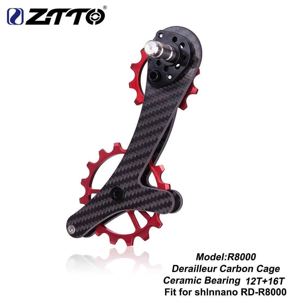 ZTTO Road Bike Carbon Fibre derailleur Cage With 16T Ceramic jockey wheel 16T Oversize Lower Pulley