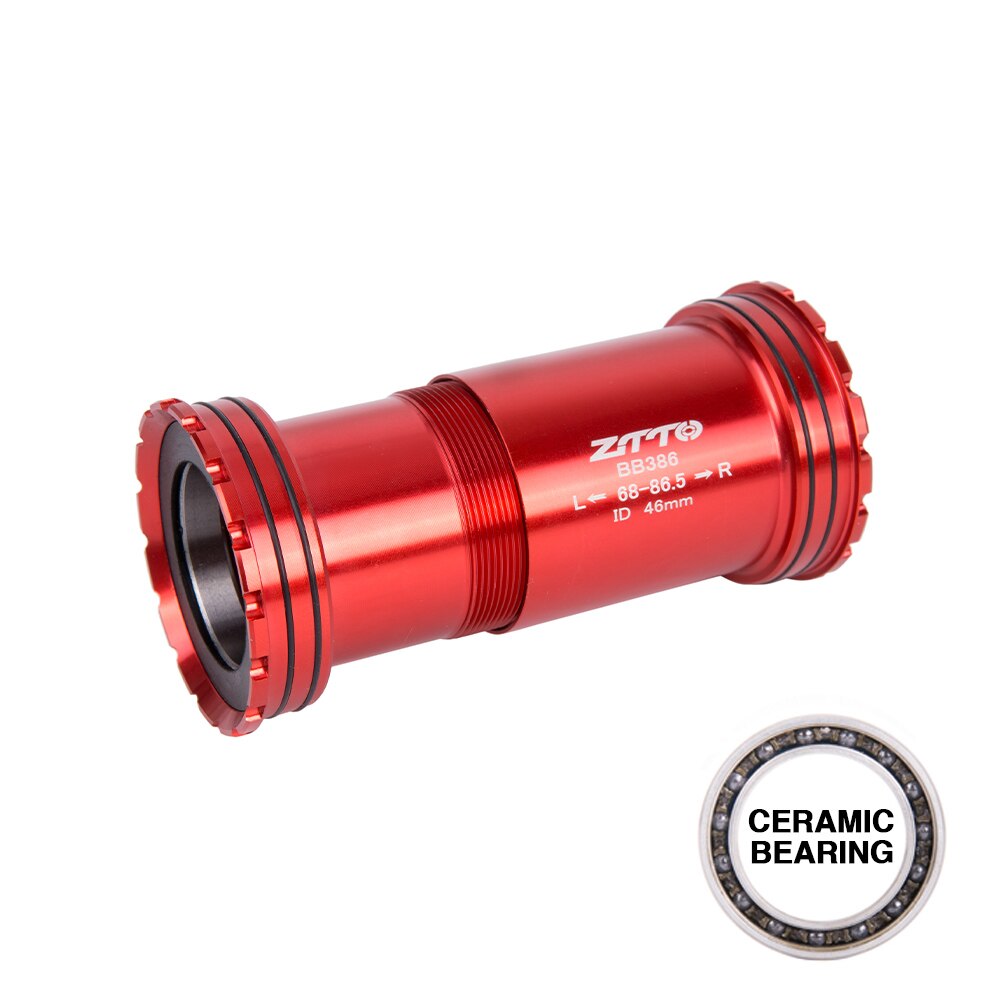 ZTTO BB386 Ceramic Bearing Press Fit Bottom Brackets 30mm Axis for MTB Road Bike 46mm Frame Durability Thread Lock BB 30 Crank