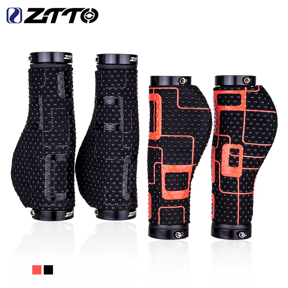 ZTTO MTB Bicycle Ergonomics Grips Mosaic Style Comfortable Massage Raised Dots Aluminum Alloy Clamp Ring
