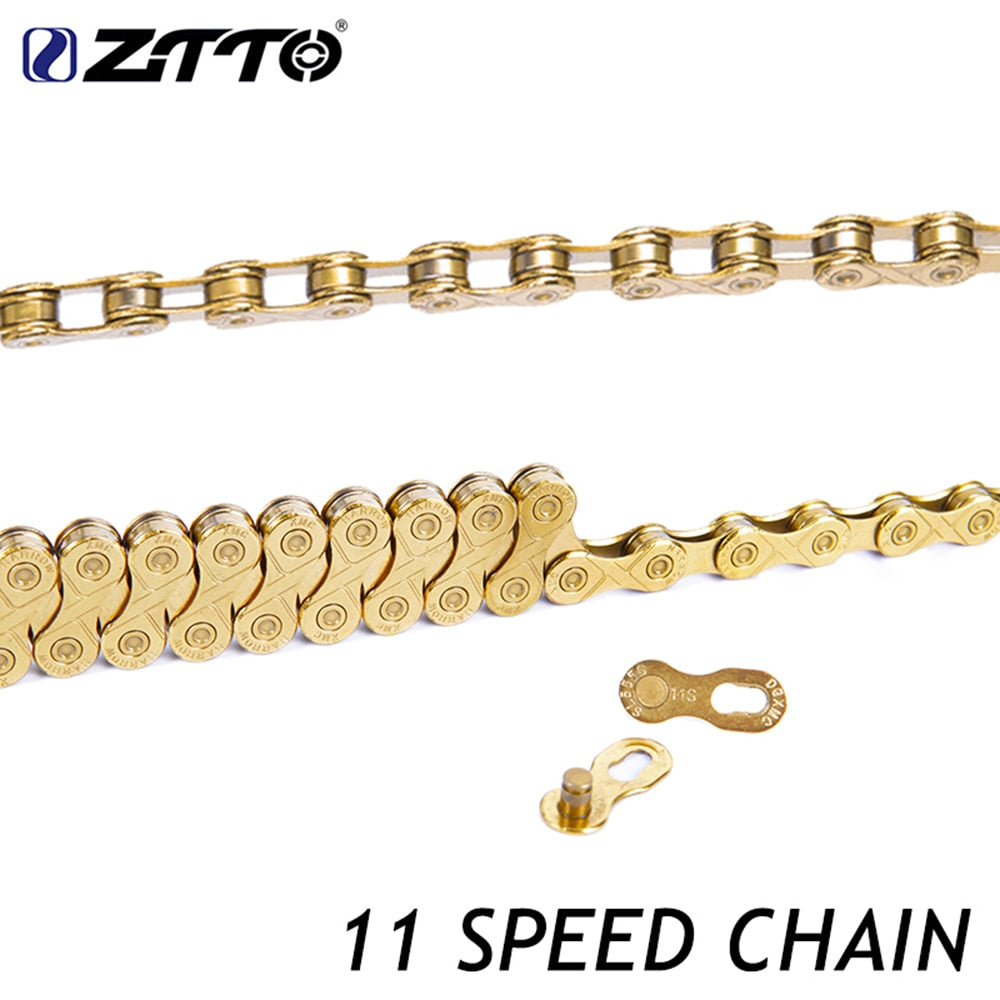ZTTO Bicycle 11 Speed Golden Coating Chain 11v Hollow Technology 11s Gold Line MTB Mountain Road Bike High Quality Durable Link