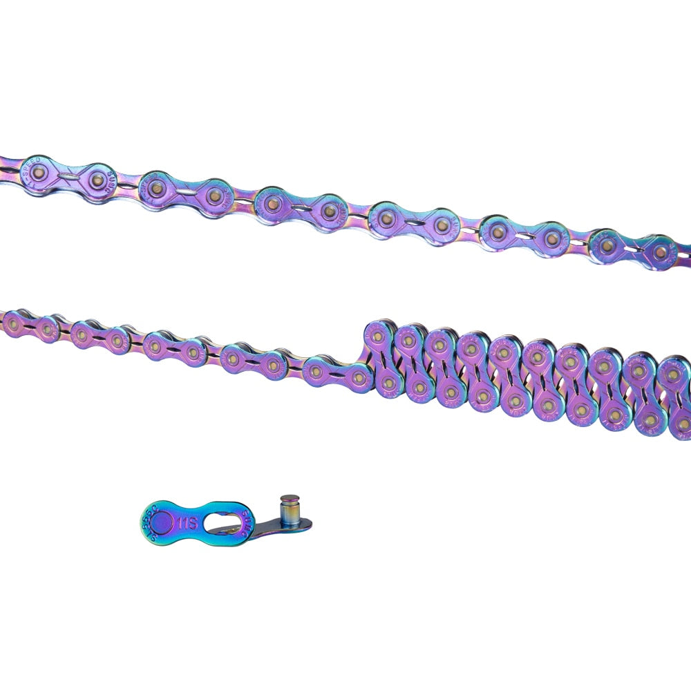 ZTTO 11 Speed SLR Chain 11s Colorful Road Bicycle Ultralight Durable Missing Link Rainbow Chains for MTB Mountain Bike M7000 GX