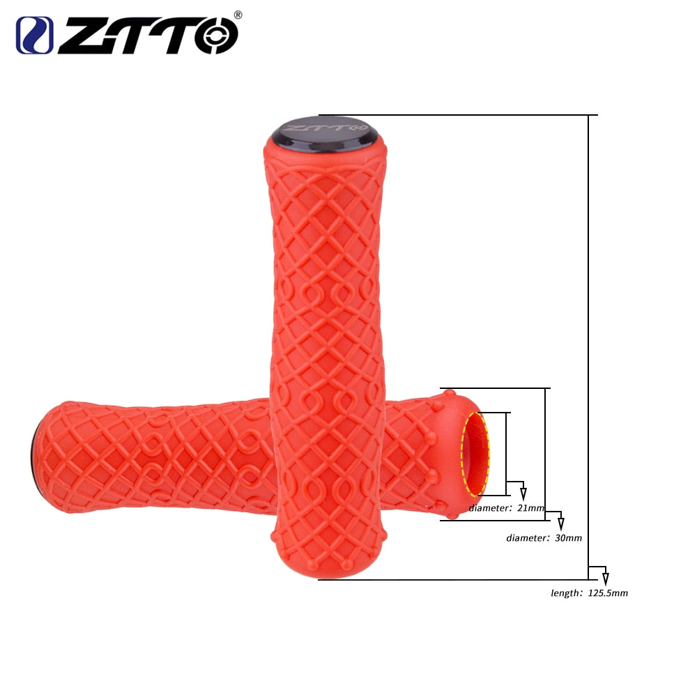 ZTTO 1 Pair Push Bike Pure Silicone Durable Gel Shock Proof Bicycle Grips with Bar end For MTB Mountain Bike Bicycle Parts